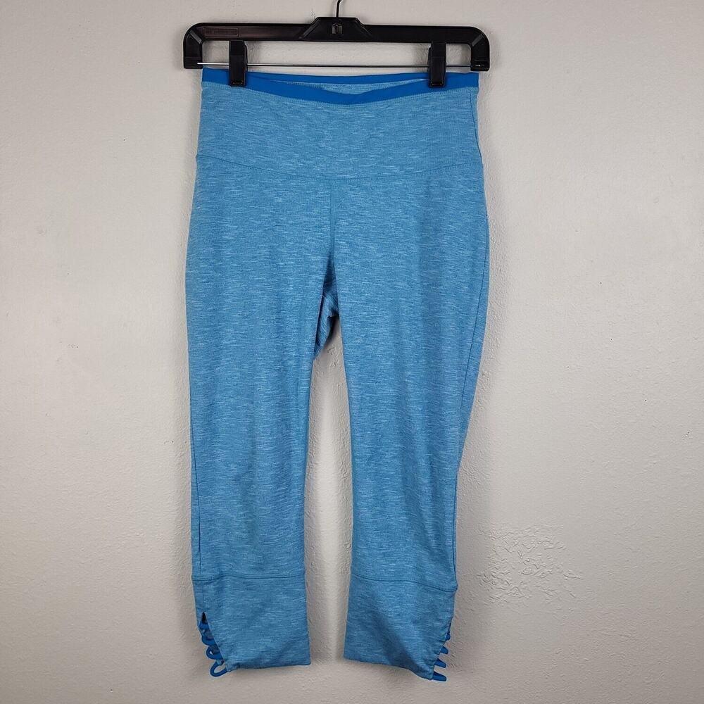 Prana Womens Blue Heather Elastic Waist Activewear Cropped Leggings‎ Size Small